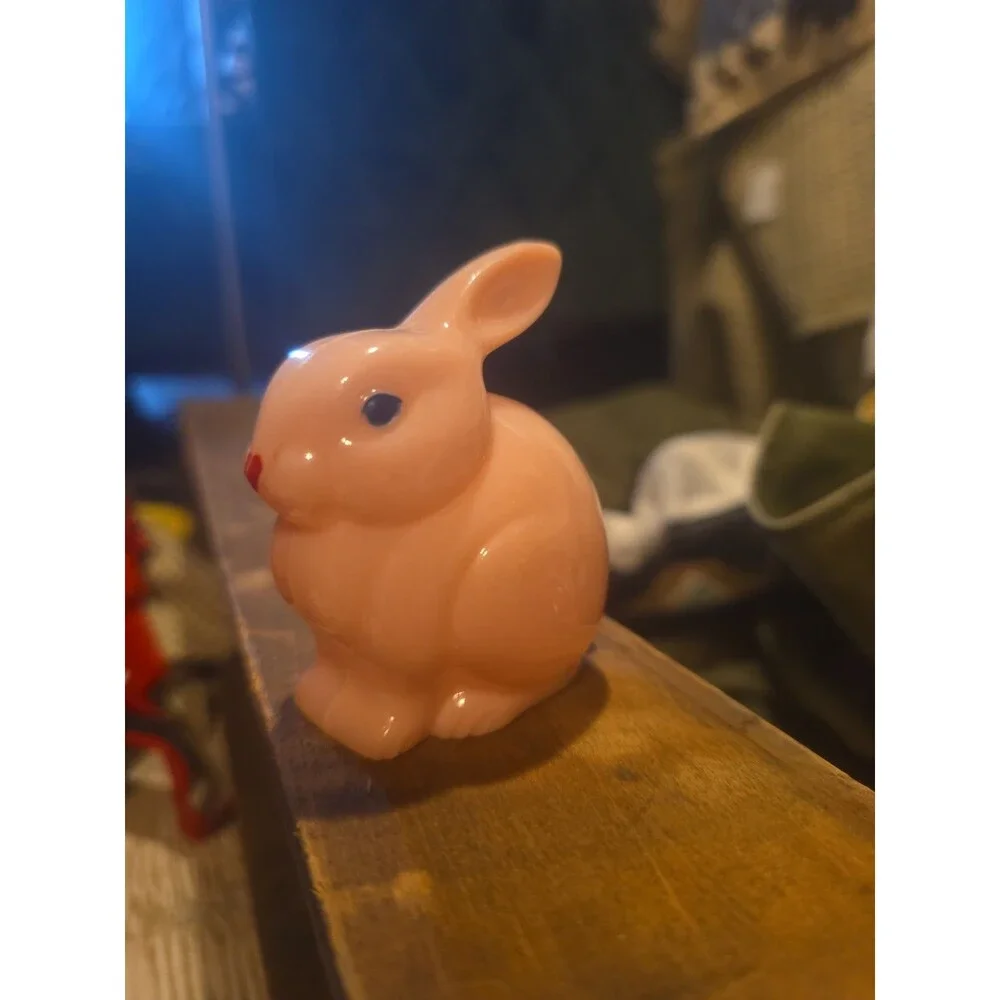 Vintage Easter 1950s Knickerbocker Plastic Pink Bunny Rabbit Made In USA Signed